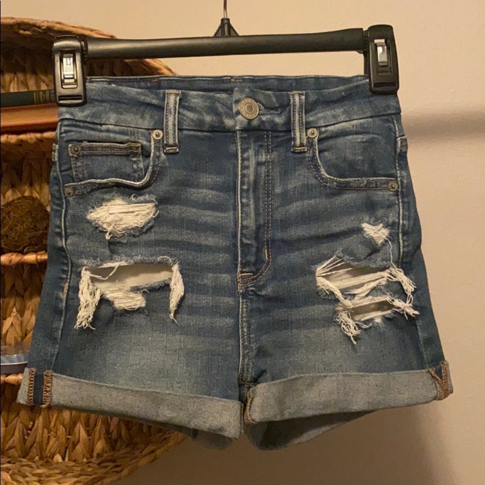 American Eagle Blue Jean Shorts High Waisted